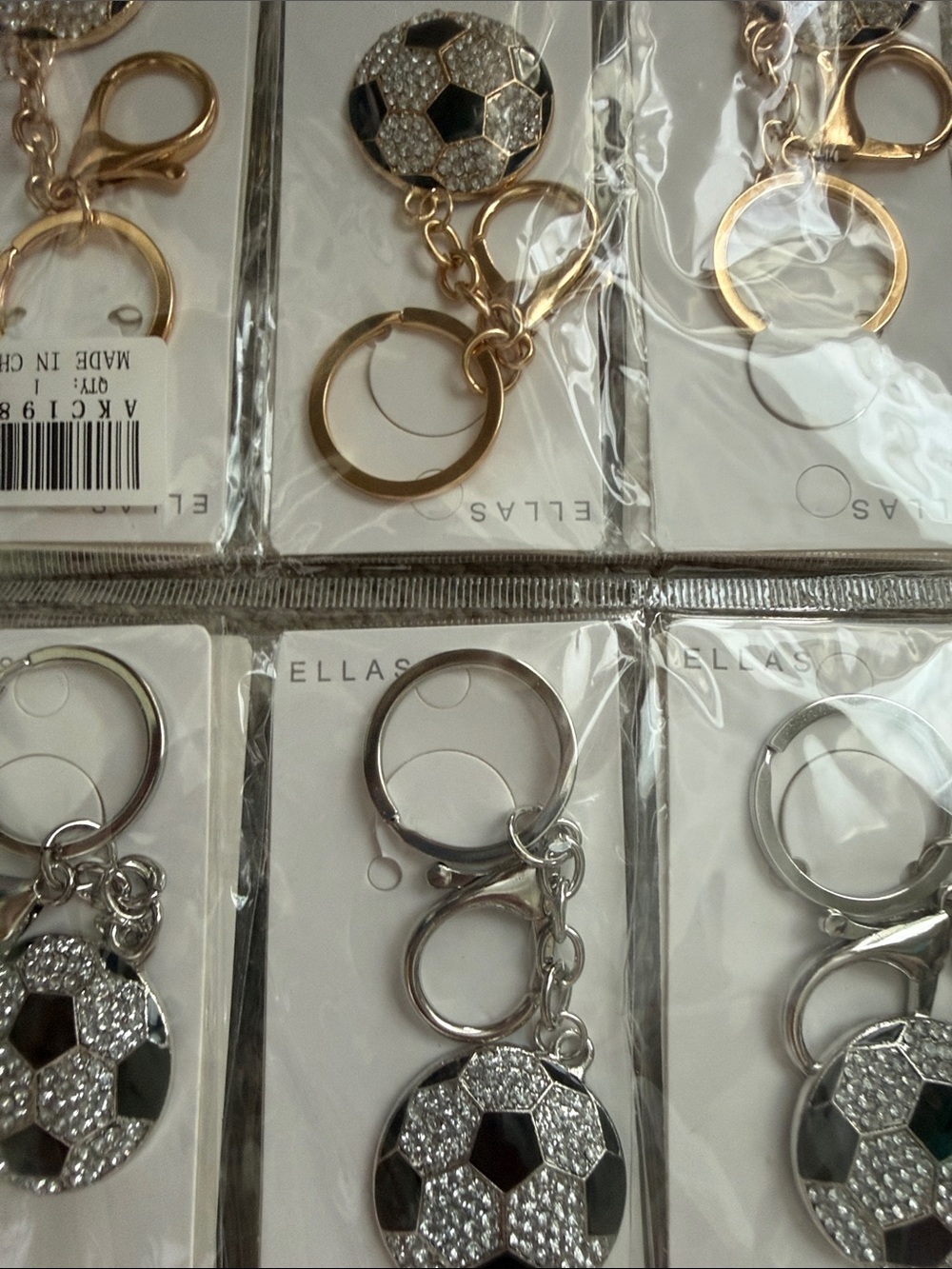 4 for $10 Soccer Ball Keychain Charm - Silver and Gold Accent NWT